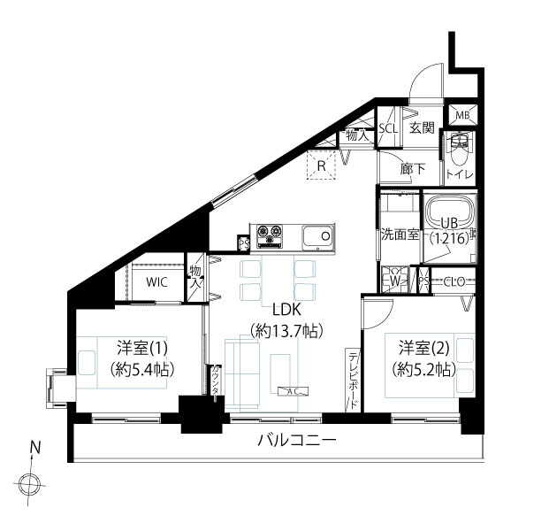 アルファホームズ西巣鴨の間取り|アルファホームズ西巣鴨：南向き角部屋！全居室収納・窓が付いた２ＬＤＫ家具・エアコン付きリノベーション物件は住設備も充実！