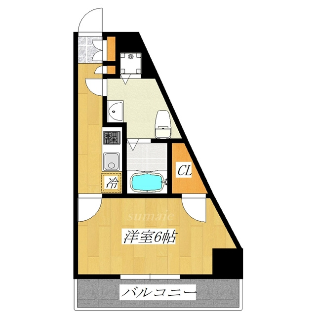 パークフロントの間取り|バストイレ別のお部屋です☆