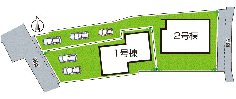 貝塚市麻生中　新築一戸建ての区画図|全2区画