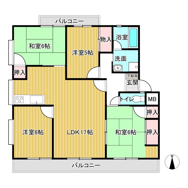 アーバン東海Ⅱ　A棟の間取り