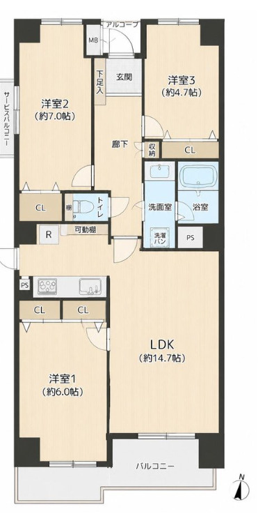 メゾンドール八尾本町の間取り