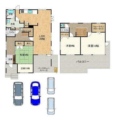 高知市潮見台３丁目の中古一戸建の間取り|ゆとりある居室を備えた、ファミリーにおすすめの住まいです。