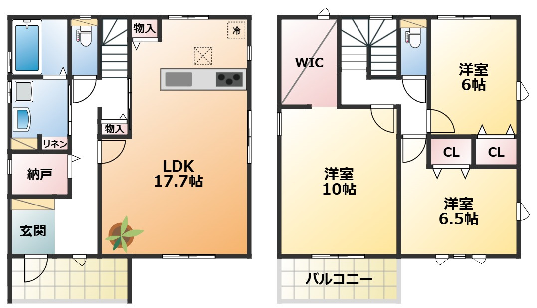 ワイウッドコート塩谷郡高根沢町光陽台第1の間取り|南向きで陽当たりの良い間取りです