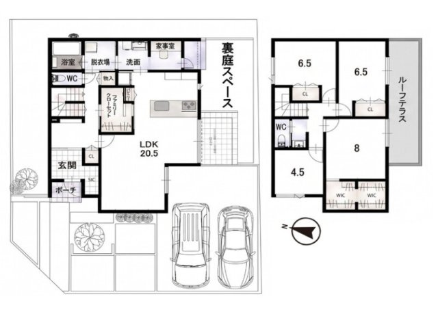 【土地図】 | 大枝西新林町六丁目　売土地 | 建物参考プラン　建延132.48㎡　　建物価格3499万円（税込）