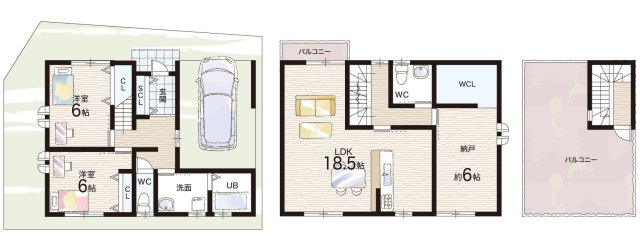 尼崎市稲葉荘　新築一戸建ての間取り|1号地