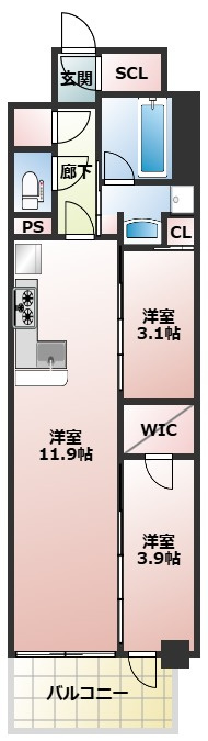 リビオメゾン新大阪の間取り