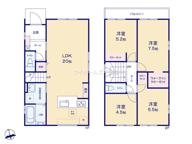 【間取り】 | 名古屋市中村区日比津町１丁目58-1『仲介料無料』新築戸建て | 2号棟