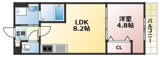 東大阪市太平寺２丁目のアパートの間取り