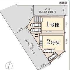 福岡市東区舞松原2丁目　1号棟の区画図