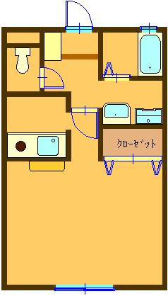 【間取り】 | エルムヒルズ | 1R