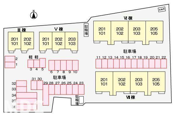 板野郡藍住町矢上字安任のアパートの駐車場