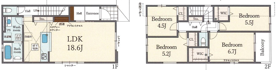 枚方市香里ケ丘８丁目　第８期　新築一戸建ての間取り|１号地