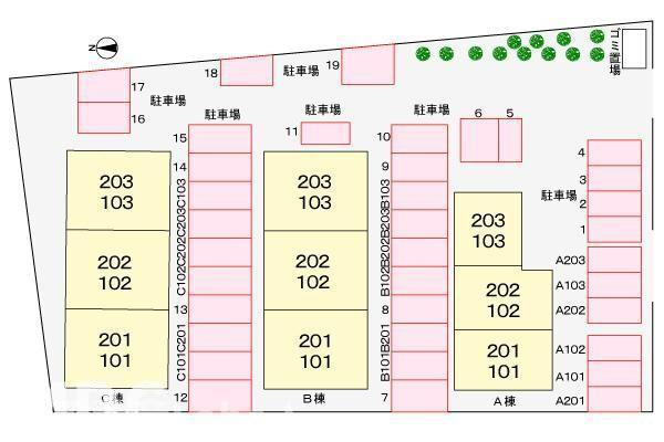 板野郡藍住町住吉字神蔵のアパートの駐車場