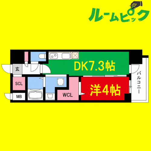 エステムコート名古屋　TWIN　EAST　名古屋市賃貸　仲介手数料無料の間取り