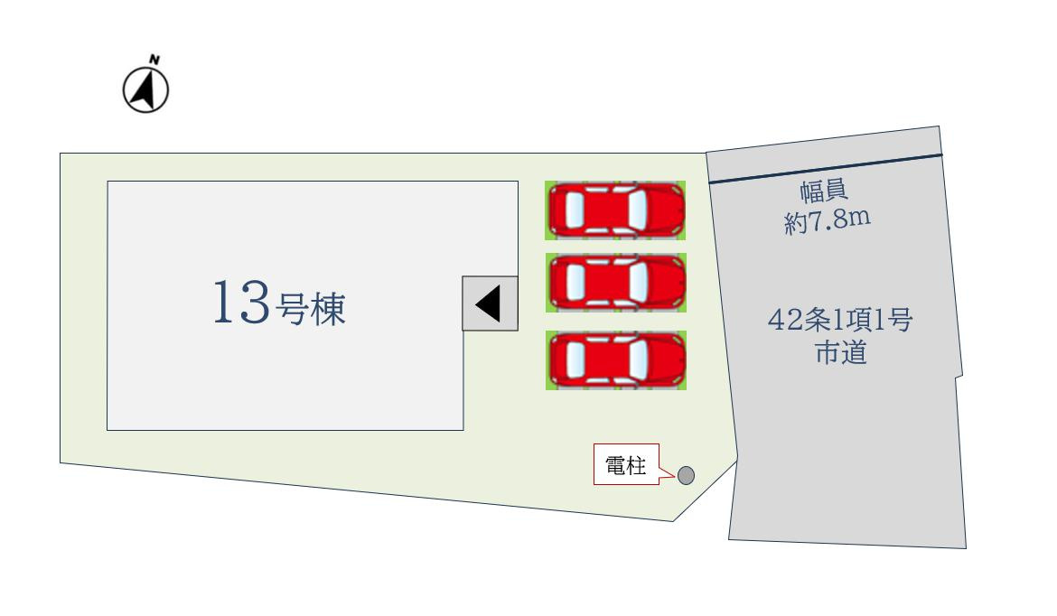 神埼市神埼町本堀5期の区画図|3台駐車可能