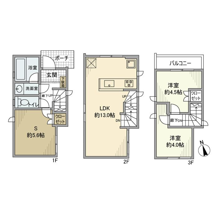 市谷薬王寺町戸建の間取り