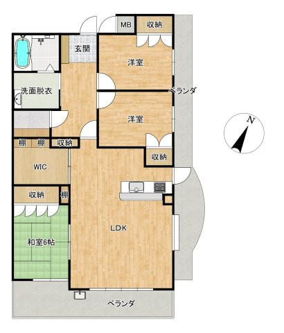 アーデント湯田ツインタワーアラフィーノの間取り|南東角部屋の3LDKです。