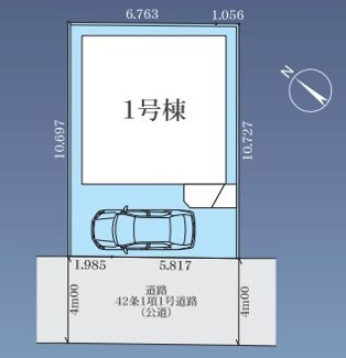 【区画図】 | 南区大野台5丁目 全1棟 12期 | 南西側4m道路　カースペース１台（車種による）