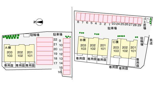 板野郡上板町佐藤塚字中のアパートの駐車場