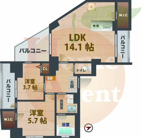 【間取り】 | Garbo　HAMADAYAMA | 2LDKのお部屋です。