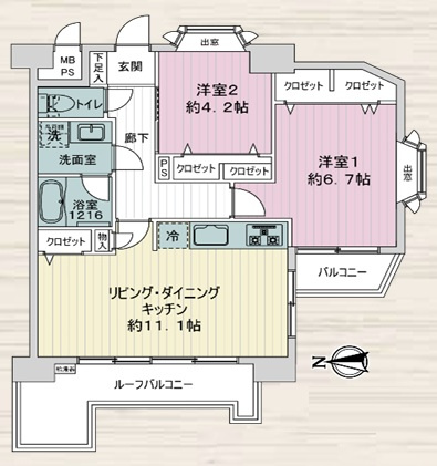 最上階・角部屋・3駅利用可◎しかも平坦◎駅が近いということは、スーパーも近い◎なんなら事務所利用もできて可能性広がるリノベマンション☆【リノベ／ライオンズマンション天王町第参】の間取り