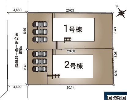 松本市寿台6丁目　新築戸建の間取り|カースペースは車種にもよりますがお車3台駐車可能です。