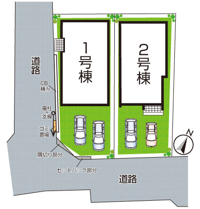 岸和田市八幡町　新築一戸建ての区画図|全2区画