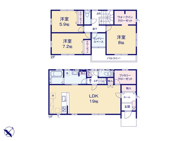 鴻巣市人形4丁目　新築一戸建て　2区画　02の間取り|【全2棟・2号棟】鴻巣市人形4丁目　新築一戸建て　2区画　02・3LDK・土地面積159.91m2・建物面積111.79m2