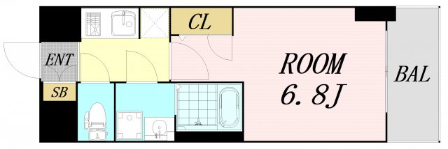 S-RESIDENCE難波大国町Uno 仲介手数料無料の間取り
