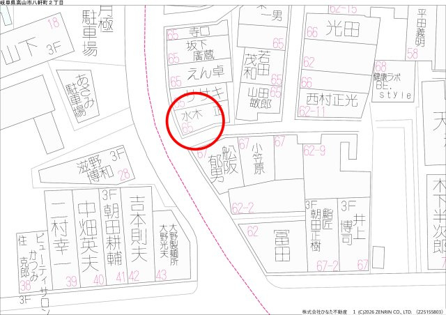 2026/8/31商談中　戸建　高山市八軒町　400万の地図