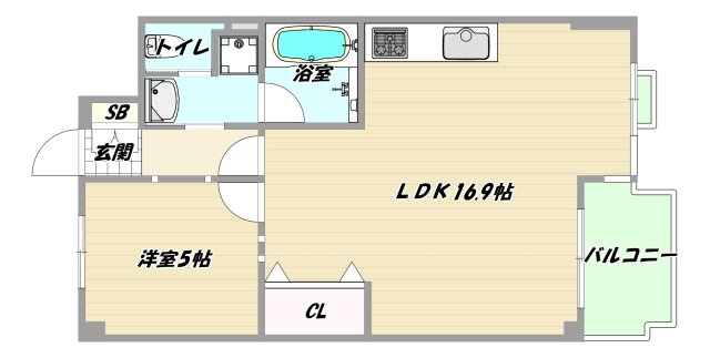 大阪市淀川区宮原１丁目の賃貸マンションの間取り