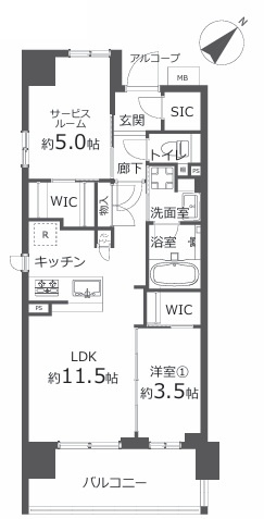 令和3年の築浅マンション☆シューズインクロークとウォークインクローゼットで収納力は文句ナシ♪ビジュアルだけじゃない中身も兼ね備えた【リフォーム／アーデルディア西横浜】の間取り