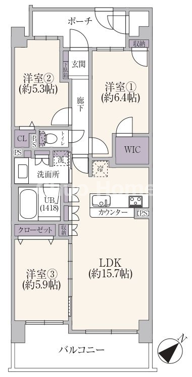 オーベルグランディオベイフロントの間取り|７階部分・南東向きにつきまして日当たり・通風・眺望良好。新規リノベーション施工が完了いたしましたのでいつでも内覧が可能です。安心のアフターサービス保証付きですのでご購入後も安心して暮らせます。