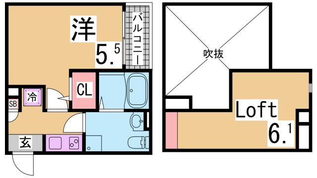 神戸市兵庫区切戸町のアパートの間取り