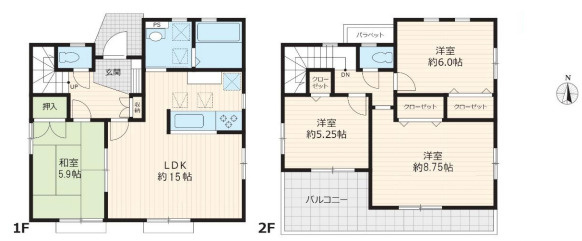上尾市原市の間取り|上尾市原市・4LDK・土地面積120.16m2・建物面積96.46m2