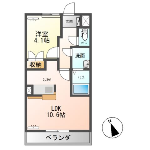 ラ　メゾン　デ　ショコラの間取り|1LDKです