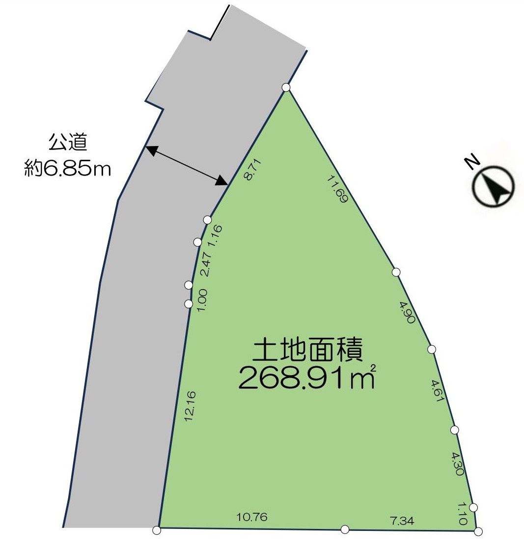 海まで3分！小学校徒歩圏内　建築条件なしの土地図|土地図