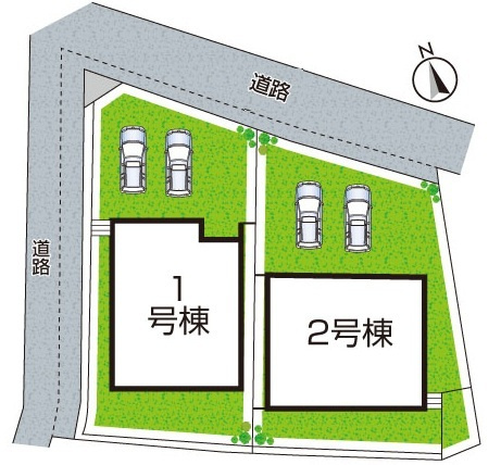 東大阪市東石切町　新築一戸建ての区画図|全2区画