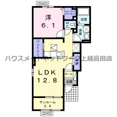 ラ・フォーリア　Ａの間取り|間取図（ラ・フォーリア　Ａ 101）1LDK