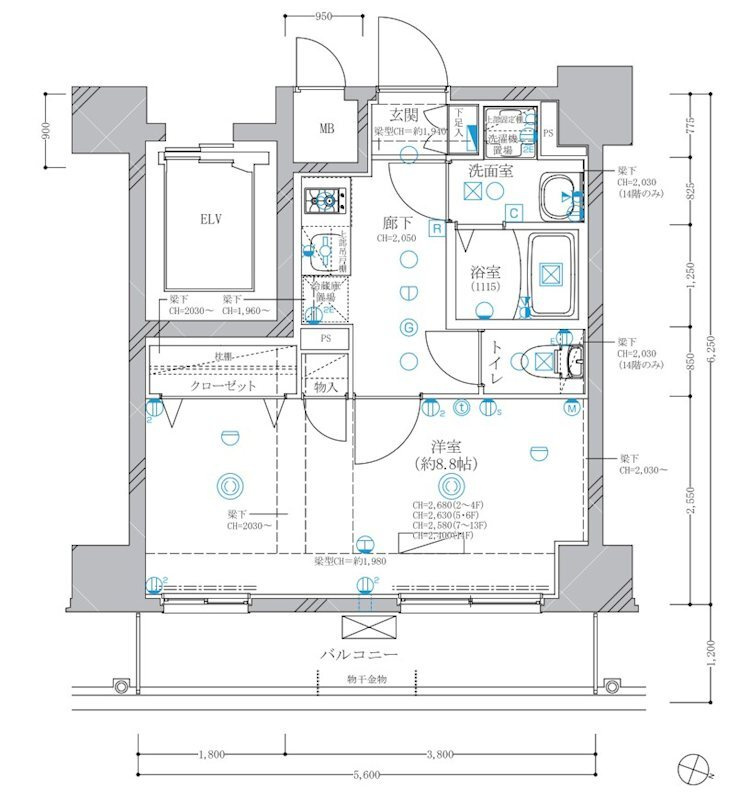 名古屋市中区千代田４丁目の賃貸マンションの間取り
