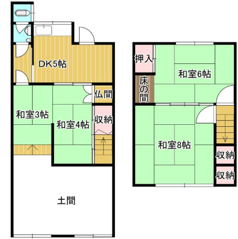 大和高田市大中　中古戸建の間取り|趣味のガレージ代わりやDIYスペース、大型用品の収納としても大活躍する広々とした玄関土間が魅力！