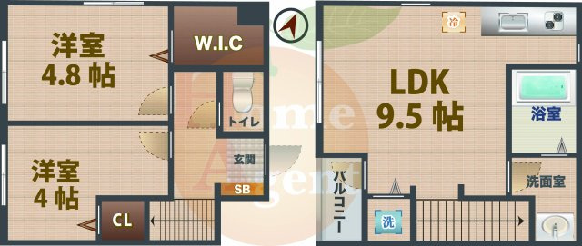 【間取り】 | アルモ中村橋 | 2LDKのお部屋です。