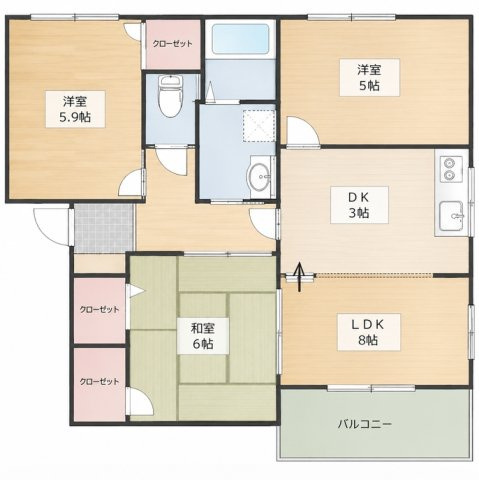 【間取り】 | ベルサーチ植田