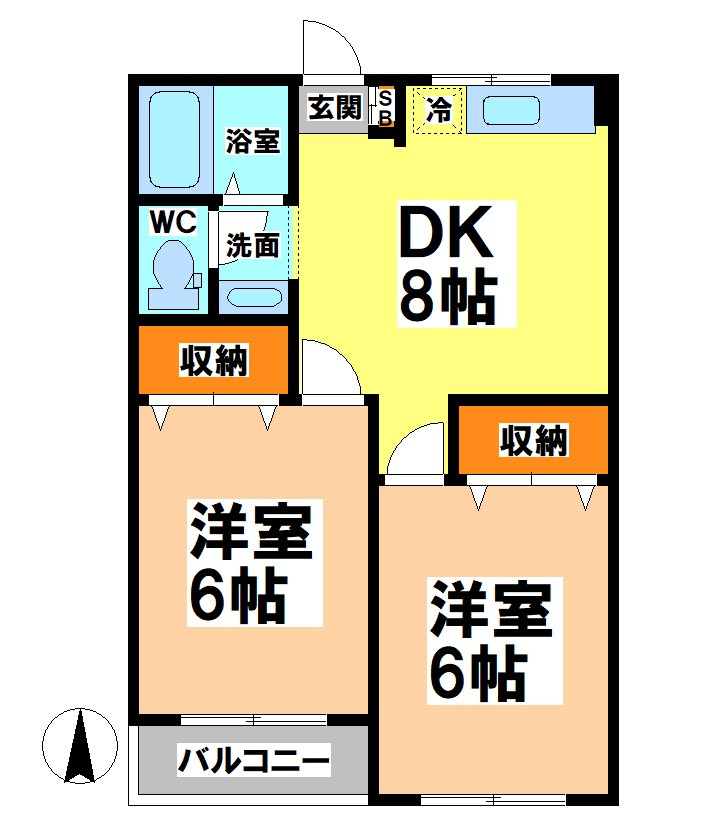 小金井市前原町４丁目の賃貸マンションの間取り|反転タイプです！