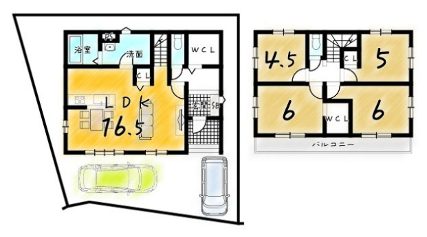 花園大藪町の間取り|お車駐車2台可能！