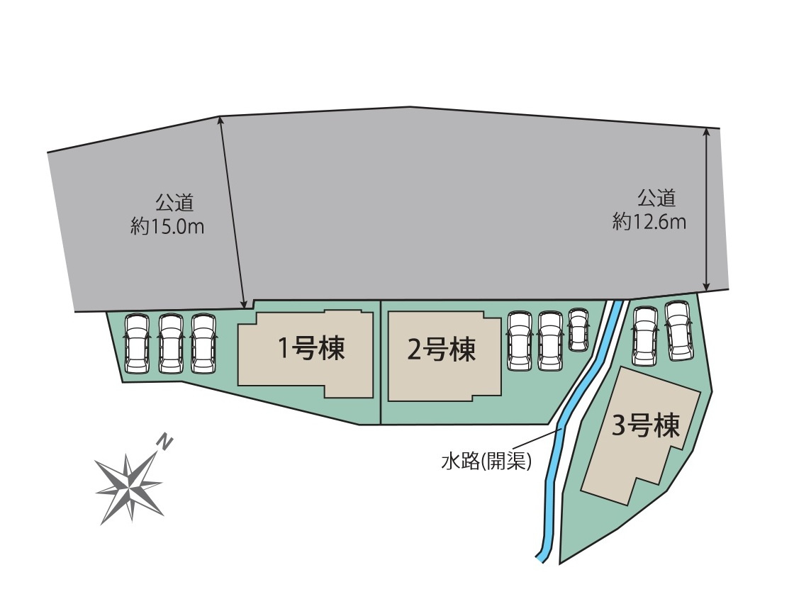 糟屋郡宇美町神武原1丁目第2-3棟（2号棟）の区画図|配置図（2号棟）