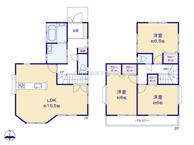 八王子市　石川町　中古戸建ての間取り|～南向き3LDK　開放感のあるワンフロアリビングの間取り～