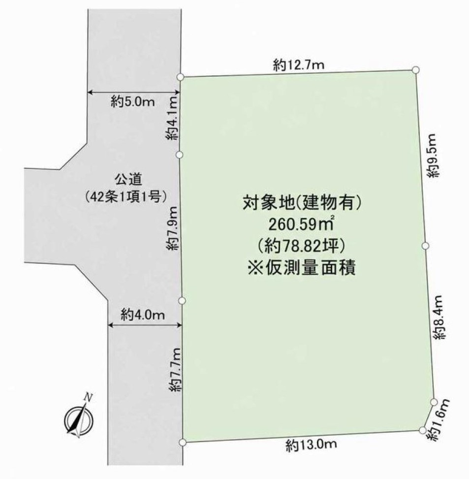 緑豊かな住宅街　整形地の土地図|土地図