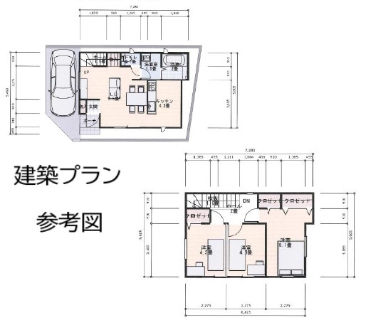 敷地面積20坪　売地　川越市霞ケ関北2丁目の参考プラン|参考建築プラン間取図