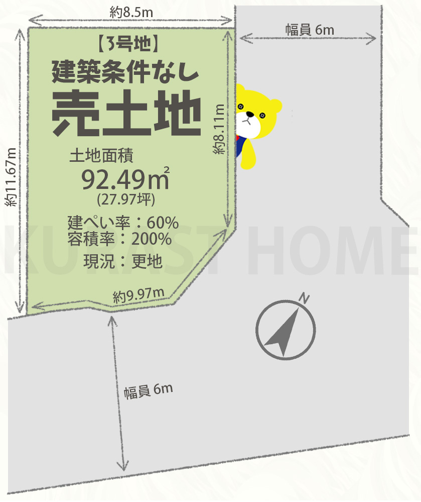 長岡京市長法寺力池　建築条件なし土地